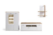 Wohnwand >Chalki< in Weiß - 324x198x44cm (BxHxT)