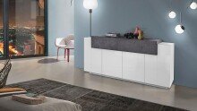 Sideboard >Catania< in Weiß-Hochglanz -...