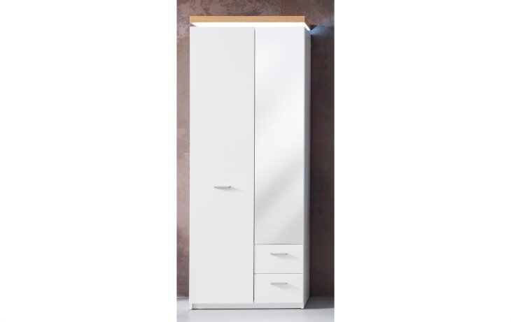 Garderobenschrank >Chalki< in Weiß - 75x201x38cm (BxHxT)