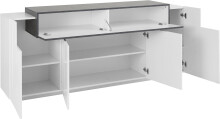Sideboard >Catania< in Weiß/Weiß-Hochglanz - 200x85,6x45cm (BxHxT)