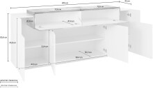 Sideboard >Catania< in Weiß/Weiß-Hochglanz - 200x85,6x45cm (BxHxT)