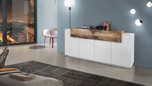 Sideboard >Catania< in Weiß-Hochglanz - 200x85,6x45cm (BxHxT)