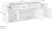 Sideboard >Catania< in Weiß-Hochglanz - 200x85,6x45cm (BxHxT)