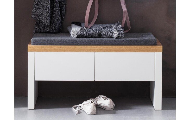 Sitzbank >Chalki< in Weiß - 91x45x38cm (BxHxT)