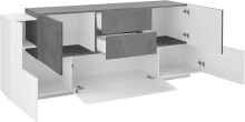 Sideboard >Catania< in Weiß-Hochglanz - 220x86x45cm (BxHxT)