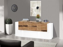Sideboard >Catania< in Weiß-Hochglanz - 220x86x45cm (BxHxT)