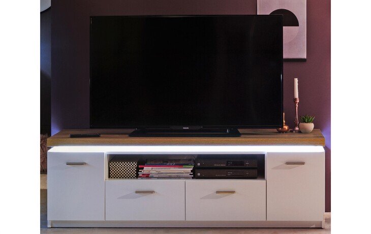 TV-Board >Chalki< in Weiß - 156x50x44cm (BxHxT)