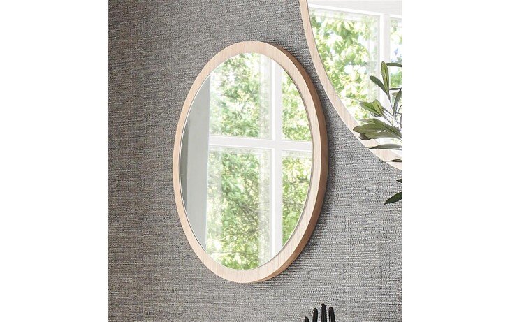 Wandspiegel >Anacortes< in Eiche aus Massivholz,Spiegelglas - 40x40cm (BxT)