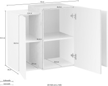 Hängeschrank >Catania< in Weiß-Hochglanz - 90x65,5x38cm (BxHxT)