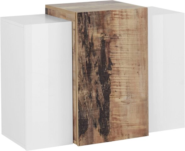 Hängeschrank >Catania< in Weiß-Hochglanz/Ahorn - 90x65,5x38cm (BxHxT)