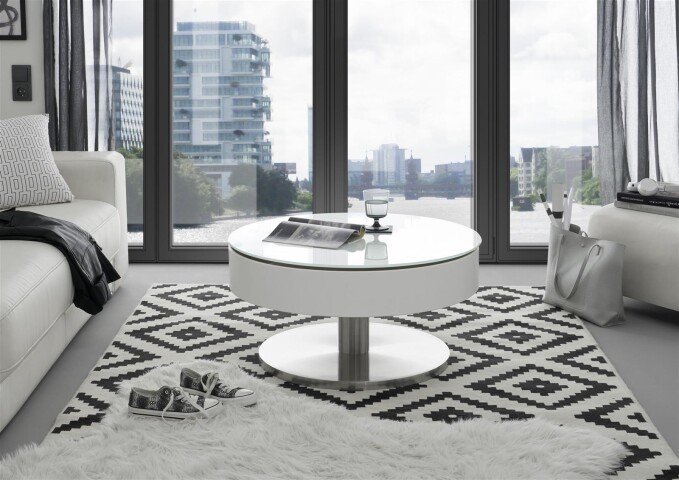 Couchtisch >Souli< in Weiß aus MDF,Metall,Glas - 79x40x79cm (BxHxT)