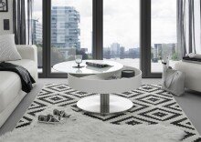 Couchtisch >Souli< in Weiß aus MDF,Metall,Glas - 79x40x79cm (BxHxT)