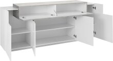 Sideboard >Catania< in Weiß-Hochglanz - 200x85,6x45cm (BxHxT)