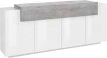 Sideboard >Catania< in Weiß-Hochglanz - 200x85,6x45cm (BxHxT)