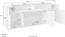 Sideboard >Catania< in Weiß-Hochglanz - 200x85,6x45cm (BxHxT)