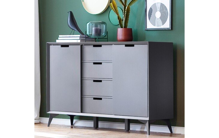 Highboard >Nemea< in Grau matt - 137x92x40cm (BxHxT)