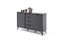 Highboard >Nemea< in Grau matt - 137x92x40cm (BxHxT)