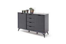 Highboard >Nemea< in Grau matt - 137x92x40cm (BxHxT)