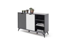 Highboard >Nemea< in Grau matt - 137x92x40cm (BxHxT)