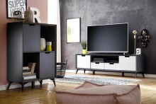 Highboard >Nemea< in Grau matt - 80x115x40cm (BxHxT)