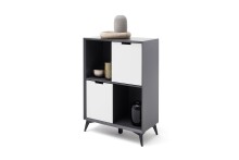 Highboard >Nemea< in Grau matt - 80x115x40cm (BxHxT)