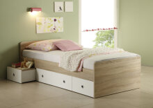 Jugendbett >Floris< in Sonoma-Eiche - 204x66x95cm...