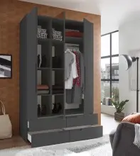 Kleiderschrank >Suzette< in Graphit matt -...