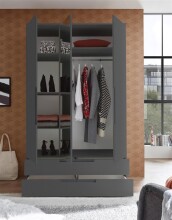 Kleiderschrank >Suzette< in Graphit matt - 126x208x57cm (BxHxT)