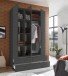 Kleiderschrank >Suzette< in Graphit matt - 126x208x57cm (BxHxT)