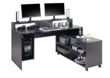 Schreibtisch >Thasos< in Schwarz - 160x92x70cm (BxHxT)