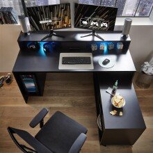 Schreibtisch >Thasos< in Schwarz - 160x92x70cm (BxHxT)