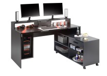 Schreibtisch >Thasos< in Schwarz - 160x92x70cm (BxHxT)