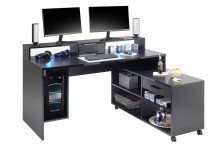 Schreibtisch >Thasos< in Schwarz - 160x92x70cm (BxHxT)