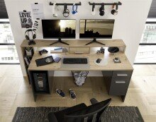 Schreibtisch >Thasos< in Grau - 182x92x70cm (BxHxT)