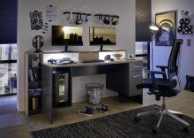 Schreibtisch >Thasos< in Grau - 182x92x70cm (BxHxT)