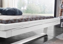 Massivholzbett >Long Beach< in Weiß aus Massivholz - 162x85x222cm (BxHxT)