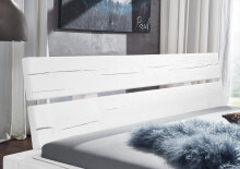 Massivholzbett >Long Beach< in Weiß aus Massivholz - 182x85x222cm (BxHxT)