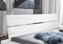 Massivholzbett >Long Beach< in Weiß aus Massivholz - 202x85x222cm (BxHxT)