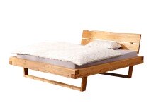 Massivholzbett >Long Beach< in Eichefarbig aus Kiefer Massivholz - 198x85x222cm (BxHxT)