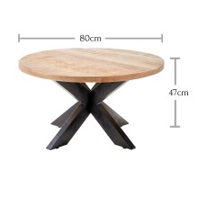 Couchtisch >Alisa< in Mango Wood aus Massivholz,Metall - 80x47x80cm (BxHxT)