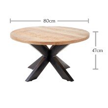 Couchtisch >Alisa< in Mango Wood aus Massivholz,Metall - 80x47x80cm (BxHxT)