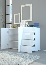Sideboard >Onda< in Weiß Hochglanz - 130x81,2x40cm (BxHxT)