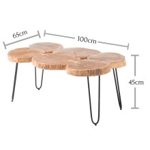 Couchtisch >Caspar< in Akazie aus Massivholz,Metall - 100x45x65cm (BxHxT)