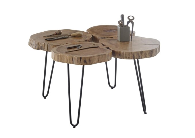 Beistelltisch >Caspar Mini< in Akazie aus Massivholz,Metall - 78x56x72cm (BxHxT)