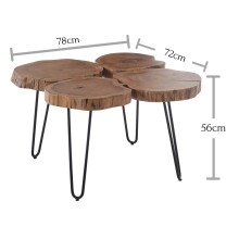 Beistelltisch >Caspar Mini< in Akazie aus Massivholz,Metall - 78x56x72cm (BxHxT)
