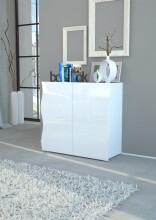 Kommode >Onda< in Weiß Hochglanz - 90x81,2x40cm (BxHxT)