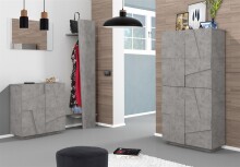 Garderobenschrank >Piacenza< Beton oder Schiefer oder Weiß-Hochglanz