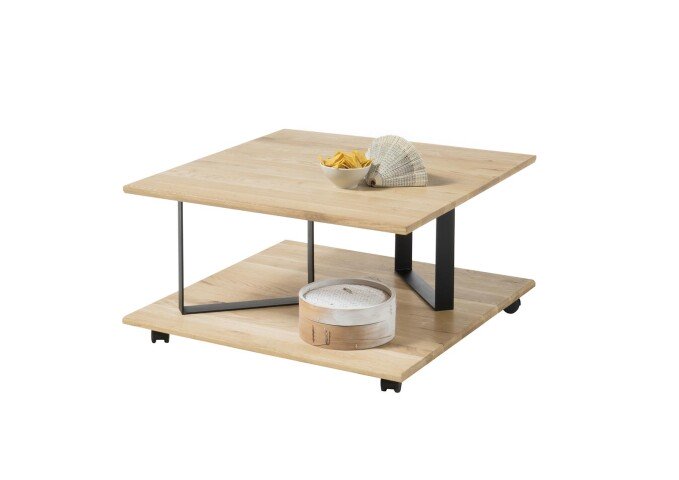 Couchtisch >Melantha< in Eiche aus Massivholz,Metall - 80x36x80cm (BxHxT)