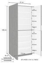 Garderobenschrank >Piacenza< in Weiß-Hochglanz - 81x168x38cm (BxHxT)