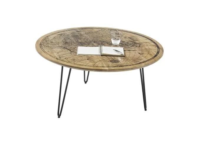 Couchtisch >Nelia< in Mangoholz aus Massivholz,Metall - 90x46x90cm (BxHxT)